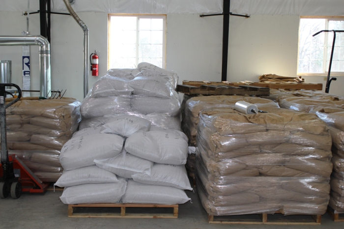 White bags are malt. Brown bags are malting barley.